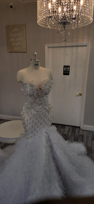 3D APPLIQUE WEDDING DRESS(CUSTOM ORDER)